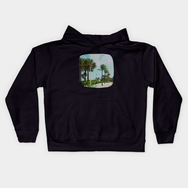 Palm trees photo Miami Florida blue sky palmtree landscape USA nature lovers Kids Hoodie by BoogieCreates